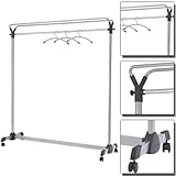  Rollbare Garderobe, Silber Schwarz, Breit: 1.5 Meter, Garderobenständer, Reihengarderobe, Schwarz