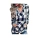 Produktbild SuperSU Mode Frauen Pullover T-Shirt Hoodie Langarm Bluse Top Oberteile Elegante Retro Hemd Asymmetrisch Top Mit Kapuze Gitter Lange Ärmel Sweatshirt Casual Langarmshirt Mit Jeans