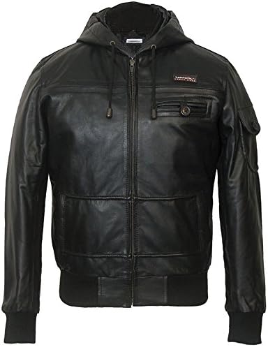 Childrens Hooded Black Real Leather Jacket (30 (Suitable for 9 - 10 Yrs))