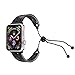 Produktbild Edelstahl Armband für Apple Watch Series 4 40mm | Pflaumenblüte Metal Runde Perlen Erstatzband Luxuriöse Mode Ersatz Handschlaufe Mädchen Uhrenarmband Strap Wrist Strap Watch Band (Schwarz)