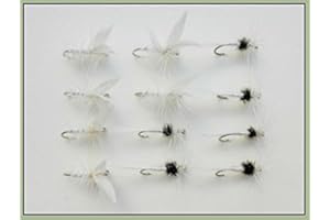 TROUTFLIES UK Dry Trout Fishing Flies, 12 Pack White Moth & Caenis,Fly Fishing, Choice