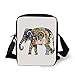 Produktbild ZKHTO Elephant,Elephant with Asian Symbols Landmarks Architecture Tourist Attractions,Apricot Green Blue Print Kids Crossbody Messenger Bag Purse