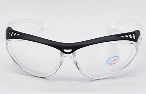 Sportliche Schutzbrille Plastikbrille Radbrille Arbeitsschutz ANSI Z87.1 CE-Norm -SCHWARZ/KLAR- - 3