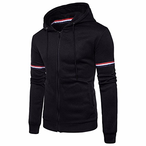Preisvergleich Produktbild Herren Winterjacke Btruely Warme Mantel Männer Outwear Winter Langarm Herren Kapuzenpullover Gestreift Parka Männer Mit Kapuze Kapuzenjacke (XXXL, Schwarz)
