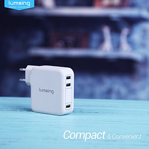 Lumsing Quick Charge 3.0 35W USB Ladegerät Wand Ladeadapter, 1 Port QC3.0 + 2 Port mit Smart IC Technologie Wall Charger für iPhone7/ 7Plus, iPad, HTC One A9/M9, Nexus 6, LG G5 V10 ,Smartphones Tablets und andere USB-ladende Geräte (Weiß) - 7