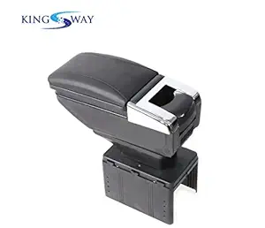 Kingsway Car Arm Rest with Glass Holder and Ashtray for Hyundai Eon (Black Color, Plastic)