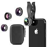 fisheye lens canon 80d  5 in 1 Handy Objektiv Set mit Geschenkbox, HAUTIK Fisheye Objektiv, 0.6X Weitwinkelobjektiv, 15X Makroobjektiv, 2X Teleobjektiv und Polarisato für iPhone X,iPhone 8/7/6/6s Plus,Samsung und Smartphones