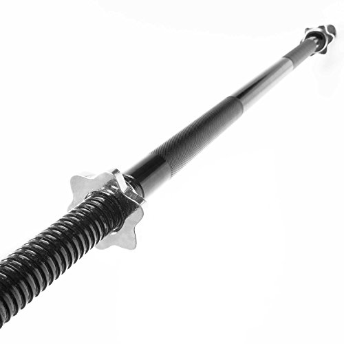 Langhantelstange aus 100% Gusseisen mit STERNVERSCHLUSS (Gewindestange / Gewinderverschluss) in mattschwarz 117cm / 30mm-Durchmesser / ca. 1,10kg Gesamtgewicht - 3