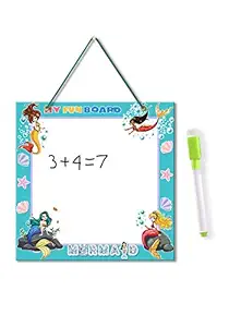 Pack of 5 Mermaid Theme Whiteboard with Crosswords Puzzle and Marker|Mermaid Theme Birthday Return Gifts for Kids