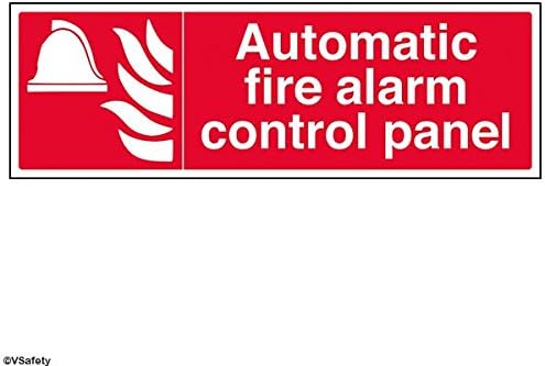 VSafety 13067BJ-G Fire Equipment Sign,'Automatic Fire Alarm Control Panel', Plastic, Landscape, 450 mm x 150 mm, Red