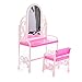 Produktbild Genven Kreative Wohnaccessoires Puppenhaus Möbel Schminktisch und Stuhl für Barbies Puppen Schlafzimmermöbel (Pink)