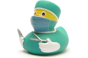 Duckshop I kaczka kąpielowa, chirurg, dł. 8 cm, w zestawie breloczek do kluczy z piszczącą kaczką, piszcząca kaczka, prezent dla lekarzy, prezent dla personelu medycznego