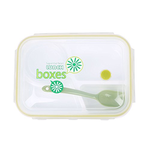 TOPmountain 4 Compartments Mikrowelle Kunststoff Bento Lunch Box Snacks Suppe-Nahrungsmittelbehälter Utensilien Aufbewahrungsbehälter Löffel Schule Büro