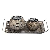 metall deko rost garten Maße: Teelicht 1 8,5cm X 10cm; Teelicht 2 11cm X 12,5cm; Tablett 20cm X 35,5cm - als 2er oder 3er Set