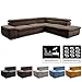 Produktbild Cavadore Ecksofa Alkatraz / L-Form Schlafsofa mit Bett, Ottomanen rechts und verstellbaren Kopfteilen / Modernes Design und hochwertiger Webstoff-Bezug / Maße: 274 x 66 x 228 cm (BxHxT) / Farbe: Braun (Paris espresso)