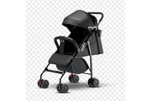 OHMG Passeggino 2 in 1 con pneumatici in gomma, 22 kg, vasca con bottoni in memoria, sedile con funzione sdraiata, regolabile in altezza, manico telescopico, piccolo passeggino pieghevole, cintura a 5