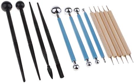 B Baosity 13 Pieces Polymer Clay Tools, Modeling Clay Sculpting Tools, 5pcs Wooden Dotting Tools, 4pcs Ball Stylus Tool, 4pcs Modeling Pottery Tools