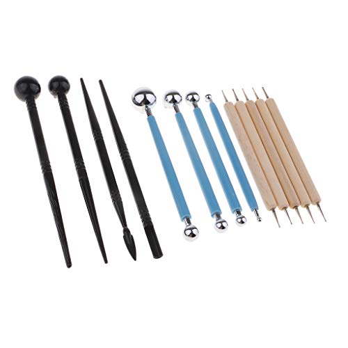 B Baosity 13 Pieces Polymer Clay Tools, Modeling Clay Sculpting Tools, 5pcs Wooden Dotting Tools, 4pcs Ball Stylus Tool, 4pcs Modeling Pottery Tools