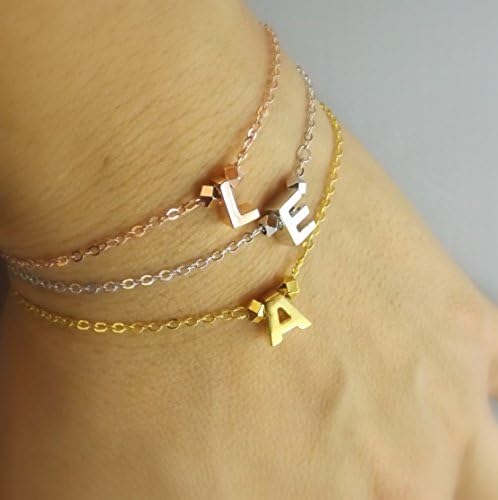 Initial Bracelet Uppercase-Silver Rose Gold or 16k Gold Plated-Bridesmaid Gift-Bridesmaid Jewellery-Personalized Bracelets-Initial Jewellery