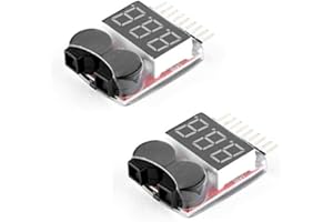 CrazyRacer 2 Pcs RC Lipo Battery Monitor Alarm Tester Checker Low Voltage Buzzer Alarm with LED Indicator for 1-8S Lipo Life LiMn Li-ion Battery
