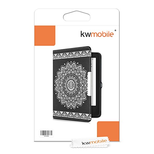 kwmobile Hülle für Tolino Shine 2 HD – Flipcover Case eReader Schutzhülle – Bookstyle Klapphülle Blume Design Weiß Schwarz - 7