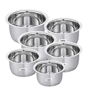 CAMRO TOPE ENCAPSULATED Bottom Induction Base Set of 6 (1 L, 1.4 L, 1.8 L, 2.2 L, 2.7 L & 3.4 L), Silver