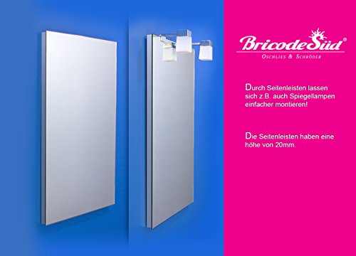 Bricode Süd Wandspiegel Badspiegel verschiedene Größen ohne Beleuchtung. Rahmenlose moderner Spiegel, Badezimmerspiegel ohne Licht (o) 75cm x 50cm : ohne Seitenleisten) - 4
