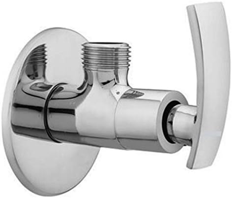 Drizzle Soft Brass Angle Cock for Bathroom Taps/Angle Valve Stop Cock/Angle Valve (Silver, Chrome Finish)
