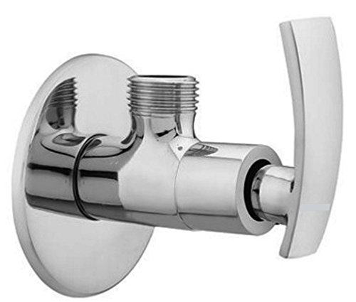 Drizzle Soft Brass Angle Cock for Bathroom Taps/Angle Valve Stop Cock/Angle Valve (Silver, Chrome Finish)