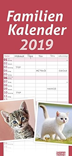 Preisvergleich Produktbild times&more Katzen Familienplaner - Kalender 2019