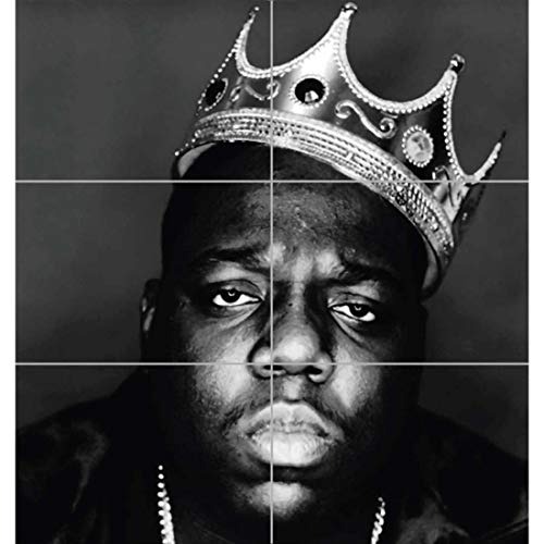 Doppelganger33 Ltd Notorious B I G Biggie Hip Hop Rapper Legend Black White King Crown Arte de la Pared Multi Panel de Carteles 32x35 Pulgadas