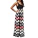 Produktbild Sommerkleider Damen,Hevoiok Casual Strandkleid Sexy Boho Welle Gestreift Partykleid U-Ausschnitt Tank Kleider Lange Frauen Elegant Maxikleid (Schwarzer, 2XL)