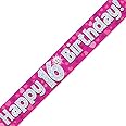 16th Birthday Pink Birthday Party Foil Banner Pennant Age 16