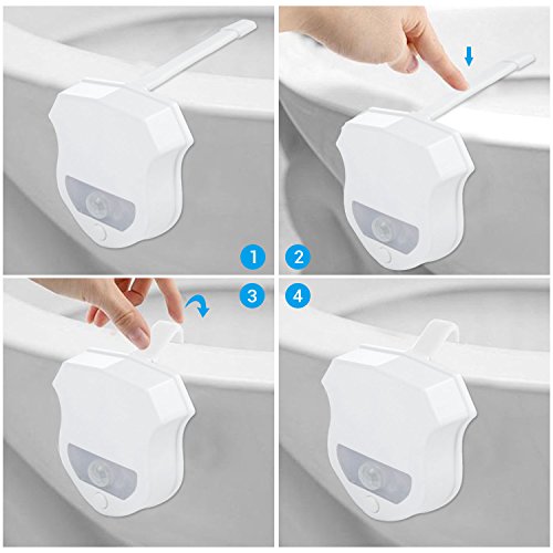 REACHOPE WC Nachtlicht Klobeleuchtung Toilettenbeleuchtung Led mit Bewegungsmelder Toilette Lampe für alle Toilette – 16 Farbewechsel - 4
