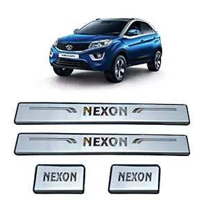 AutoPop Silver Non-led Footstep Door Sill Plate for Tata Nexon (Set of 4)