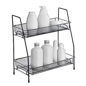 Belity 2-Tier Countertop Shelf Kitchen Spice Rack Organizer Detachable Iron Storage Shelf for Bathroom Small Storage Rack Makeup Fruits Snacks Basket Organizer