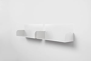 D-Segno - Mensola da muro in metallo, Libreria da parete, Kit di 2 mensole di design, Libreria a muro porta libri, Mensola da parete, Librerie moderne design, Made in Italy (Bianco, 2 Pezzi)