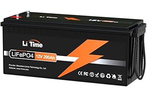 Litime 12V 200Ah LiFePO4 Lithium Battery, Built-in 100A BMS, Max. 2.56kWh Energy, Grade A Cells, up to 15000 Cycles, Perfect for RV, Solar, Boat, Trolling Motor, Van, Off-Grid