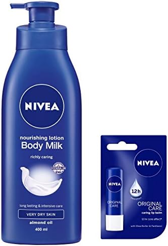 NIVEA Nourishing Body Milk, 400ml With Free NIVEA Original Care Lip Balm, 4. 8g