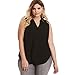 Produktbild MOIKA Damen Blouse, New Damenmode Lose Business Wear Plus Size ärmellose Bluse Shirt Reine Farbe Top(XL,Schwarz)