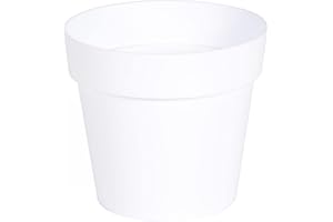 EDA PLASTIQUES EDA - Pot de Fleur Rond Toscane Ø 15 cm - Volume 1,6 L - Ø 15,3 x H.13,7 cm - Blanc