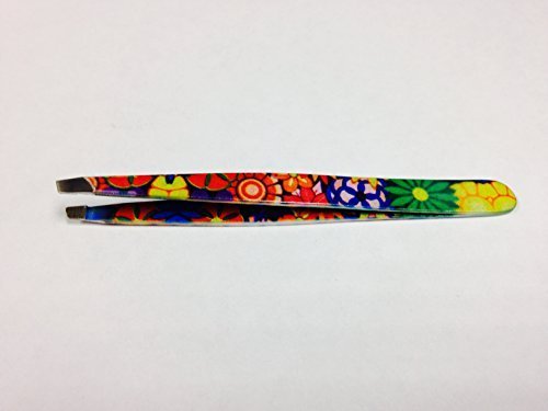 Top-Quality Eyebrow Tweezers, Slanted, Hair Removal Tweezers Slant Tip - Stainless Steel (Floral)