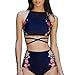 Produktbild Damen Bademode LUCKYCAT Push-Up Crossover Netz Gepolsterter Bikini Set Badeanzug Beachwear Bikini Split Badeanzug Zweiteilige Strandkleidung (Small, Schwarz)