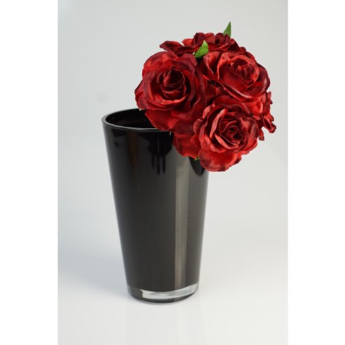 Konische Vase SALLY aus Glas, schwarz, 22 cm, Ø 13 cm – Blumenvase / Tischvase – INNA Glas - 7