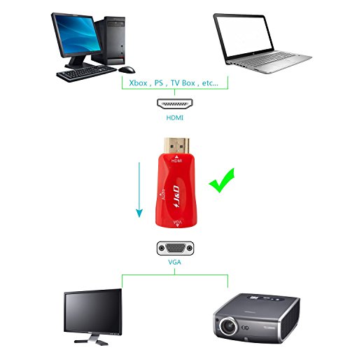 HDMI auf VGA, J&D Goldbeschichteter HDMI auf VGA Konverter inkl. Audio - 2