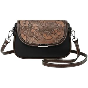 Vintage Floral Embossed Crossbody Bag for Women – PU Leather Shoulder Sling Bag, Stylish Small Handbag for Daily Use & Travel