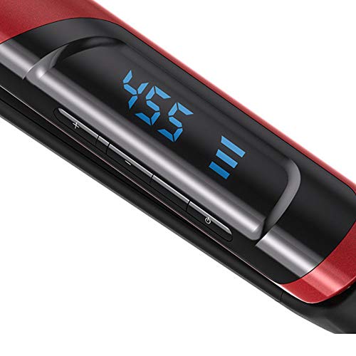 2 in 1 Ceramic Straightening Hair Brush Heat Resistant Hair Straightener and Ceramic Curler Lock Temp LED Display Dual Voltage Auto Shut Off