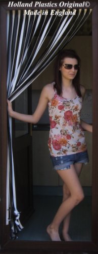 Heavy Duty Bug Blind,Strip Blind-80cm (Standard UK door size) Complete with hooks for Plastic Frames (Select colours from drop down menu) (BLACK & WHITE)