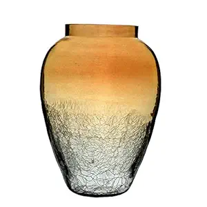 Decent Glass Modern Flower Vase with Luster and Crackle Finish (Medium)