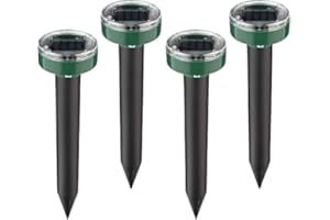 NAKAICUN Mole Repeller Solar Powered Repellent Mole Voles Gopher Mice and Rats Rodents Sonic Repeller Pest Control Snake Repellent Mole Deterrent Waterproof (circular 4)